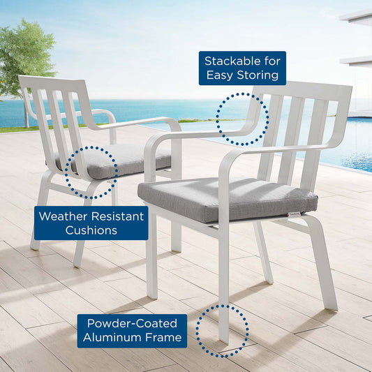 Baxley Outdoor Patio Aluminum Armchair Set of 2 - White Gray