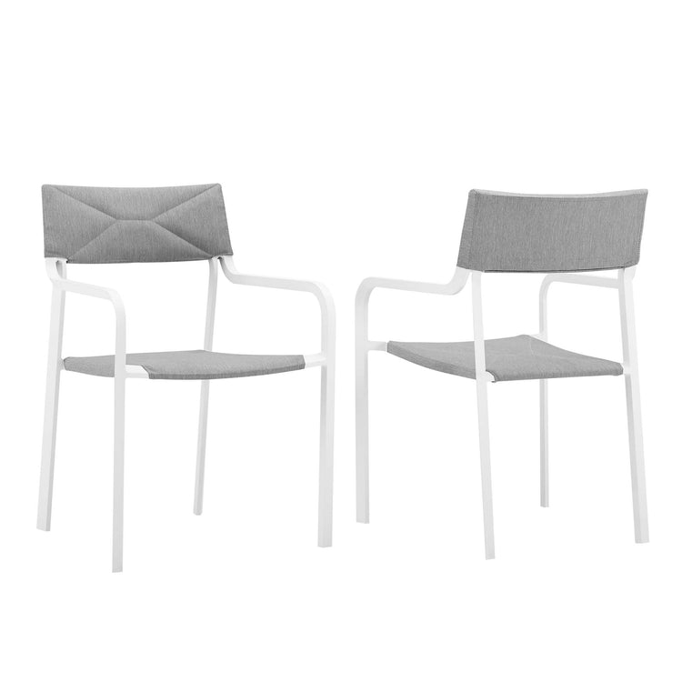 Raleigh Outdoor Patio Aluminum Armchair Set of 2 - White Gray