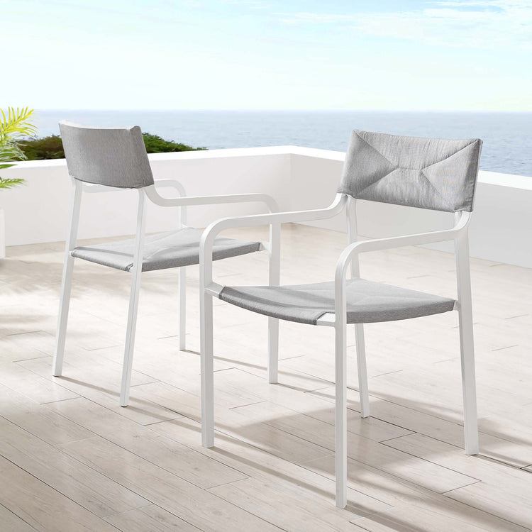 Raleigh Outdoor Patio Aluminum Armchair Set of 2 - White Gray