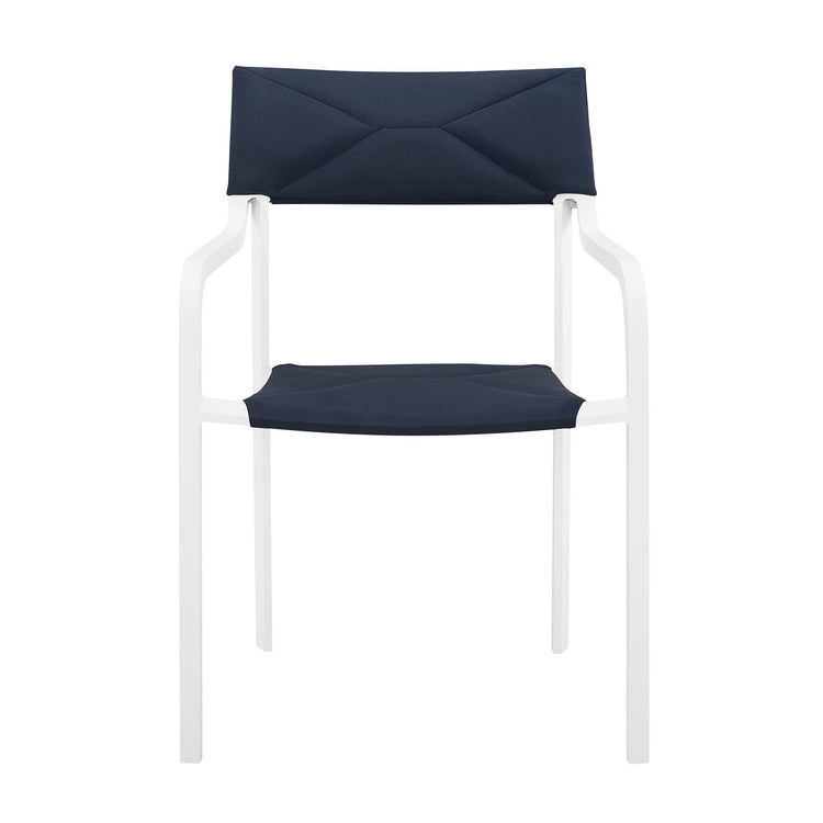 Raleigh Outdoor Patio Aluminum Armchair Set of 2 - White Navy