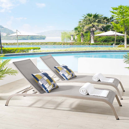 Savannah Outdoor Patio Mesh Chaise Lounge Set of 2 - Gray