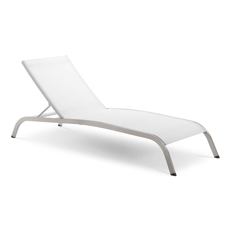 Savannah Outdoor Patio Mesh Chaise Lounge Set of 2 - White