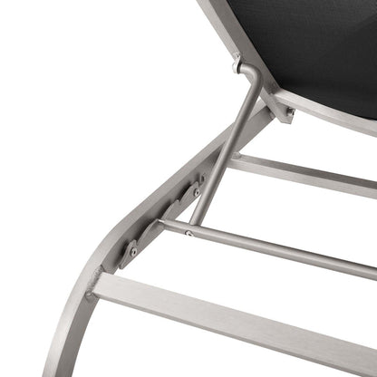 Savannah Outdoor Patio Mesh Chaise Lounge Set of 4 - Black