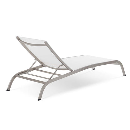Savannah Outdoor Patio Mesh Chaise Lounge Set of 4 - White