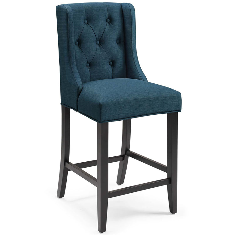 Baronet Upholstered Fabric Counter Bar Stool Set of 2 - Azure