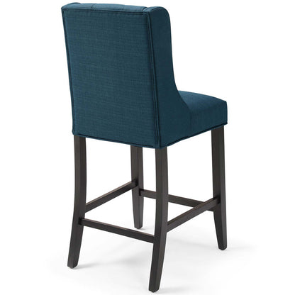 Baronet Upholstered Fabric Counter Bar Stool Set of 2 - Azure
