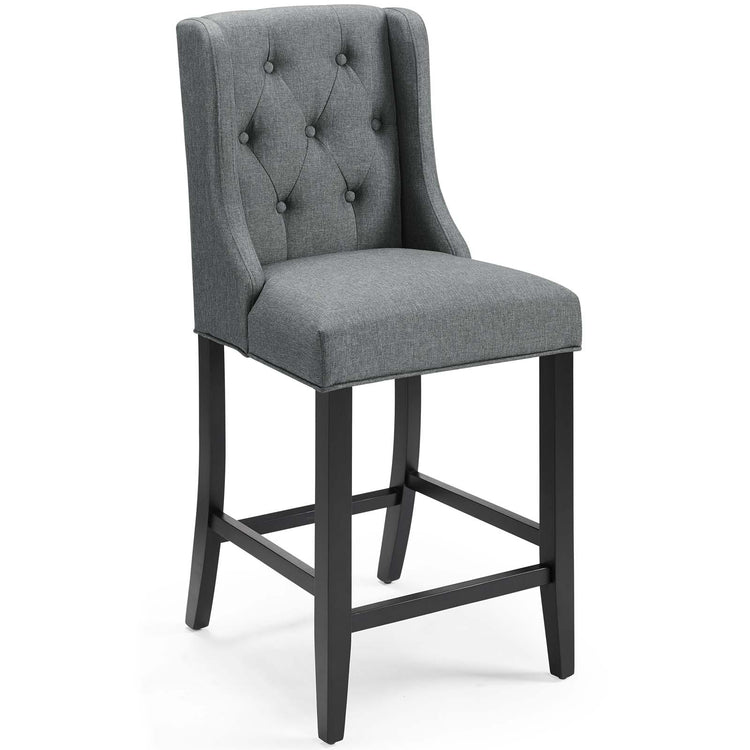 Baronet Upholstered Fabric Counter Bar Stool Set of 2 - Gray