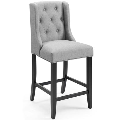 Baronet Upholstered Fabric Counter Bar Stool Set of 2 - Light Gray