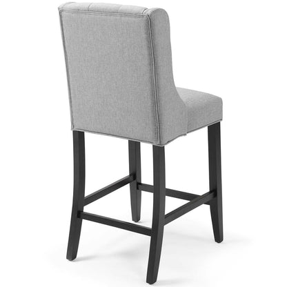Baronet Upholstered Fabric Counter Bar Stool Set of 2 - Light Gray