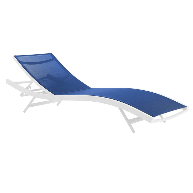 Glimpse Outdoor Patio Mesh Chaise Lounge Set of 2 - White Navy