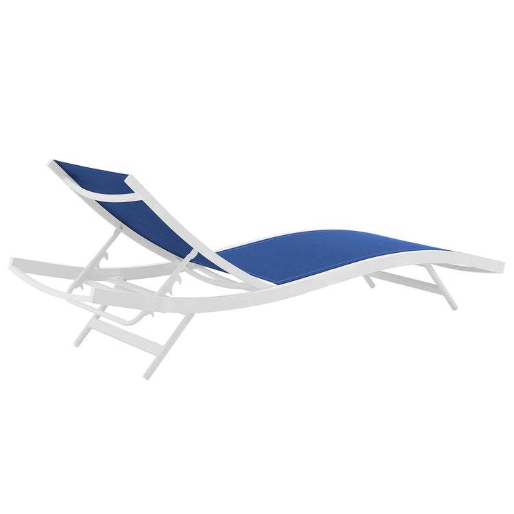Glimpse Outdoor Patio Mesh Chaise Lounge Set of 2 - White Navy