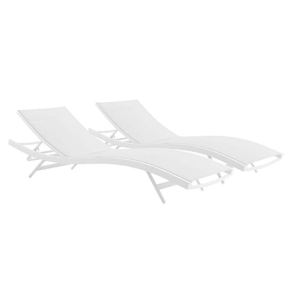 Glimpse Outdoor Patio Mesh Chaise Lounge Set of 2 - White White