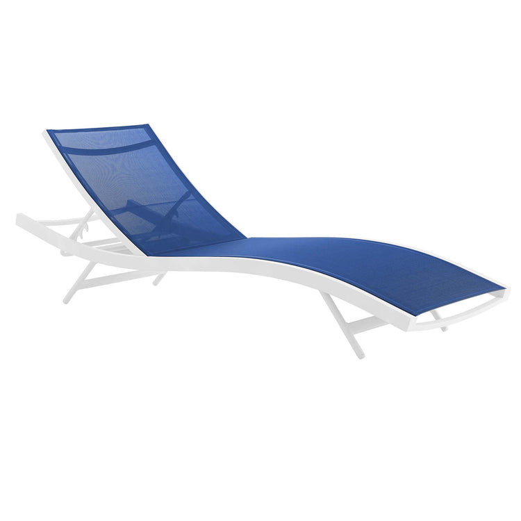 Glimpse Outdoor Patio Mesh Chaise Lounge Set of 4 - White Navy