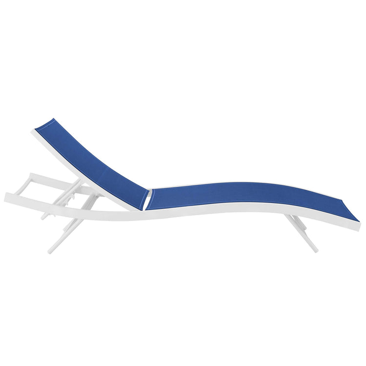 Glimpse Outdoor Patio Mesh Chaise Lounge Set of 4 - White Navy