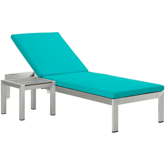 Shore Outdoor Patio Aluminum Chaise Lounge Chair and Side Table - Default Title