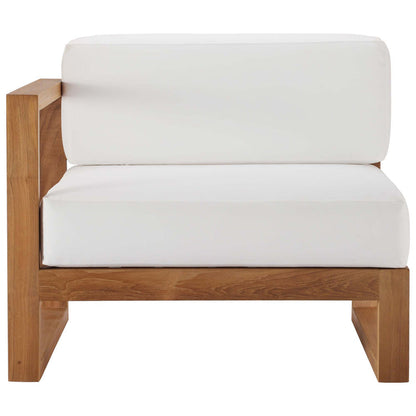 Upland Outdoor Patio Teak Wood Left-Arm Chair - Natural White