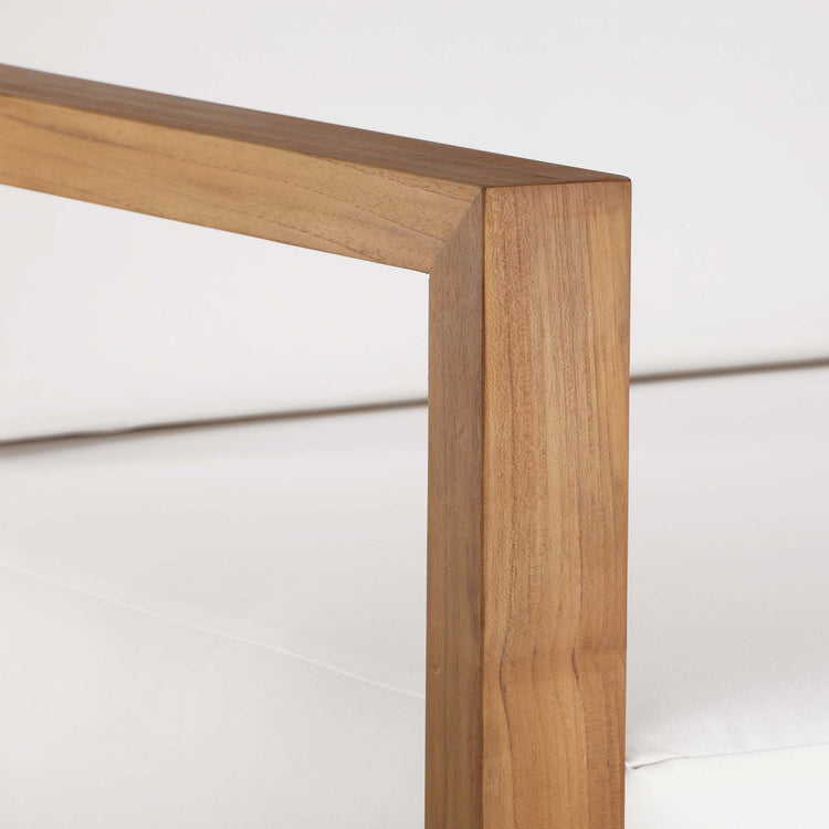 Upland Outdoor Patio Teak Wood Left-Arm Chair - Natural White