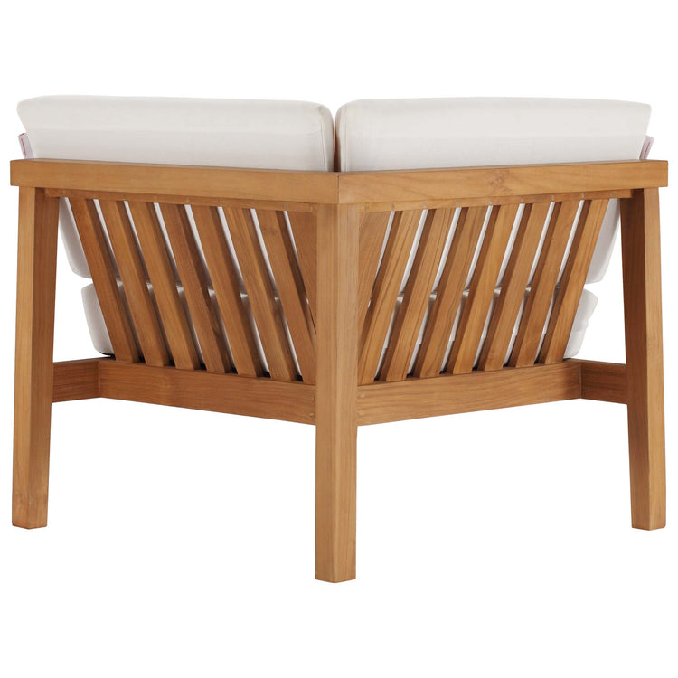 Bayport Outdoor Patio Teak Wood Corner Chair - Natural White