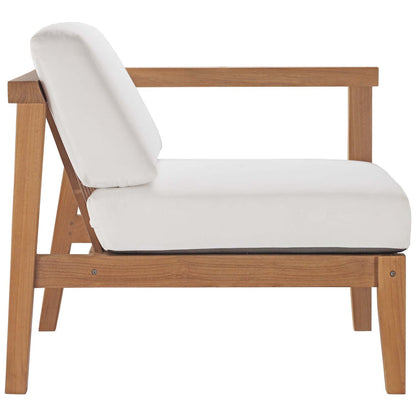 Bayport Outdoor Patio Teak Wood Right-Arm Chair - Natural White