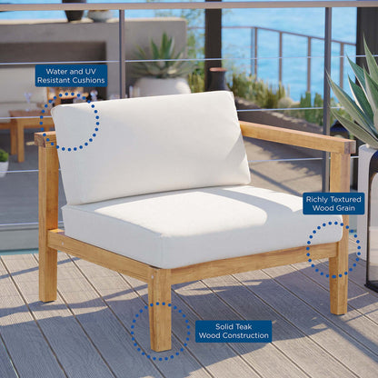 Bayport Outdoor Patio Teak Wood Right-Arm Chair - Natural White