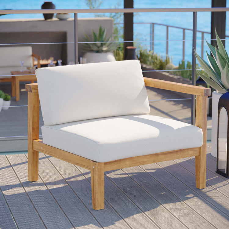 Bayport Outdoor Patio Teak Wood Right-Arm Chair - Natural White