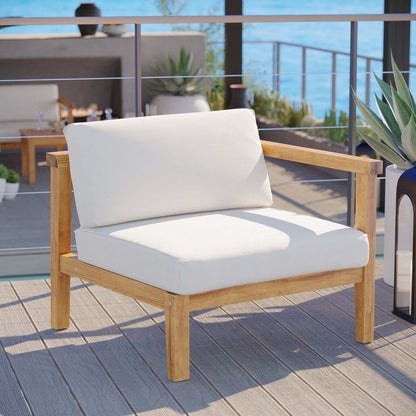 Bayport Outdoor Patio Teak Wood Right-Arm Chair - Natural White