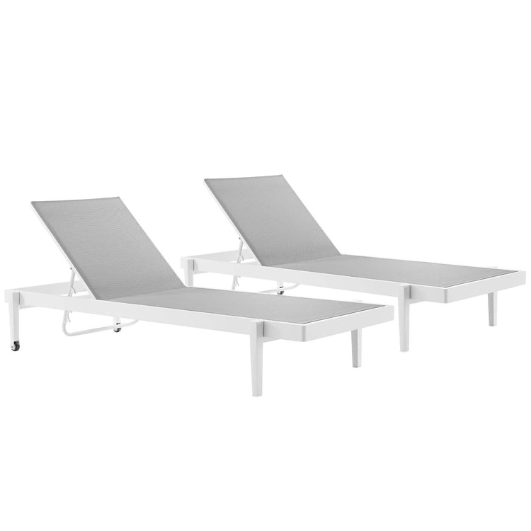 Charleston Outdoor Patio Aluminum Chaise Lounge Chair Set of 2 - Default Title