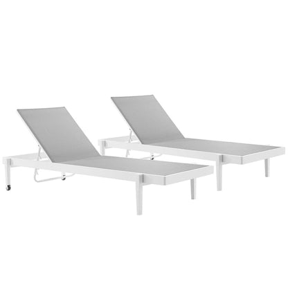 Charleston Outdoor Patio Aluminum Chaise Lounge Chair Set of 2 - Default Title