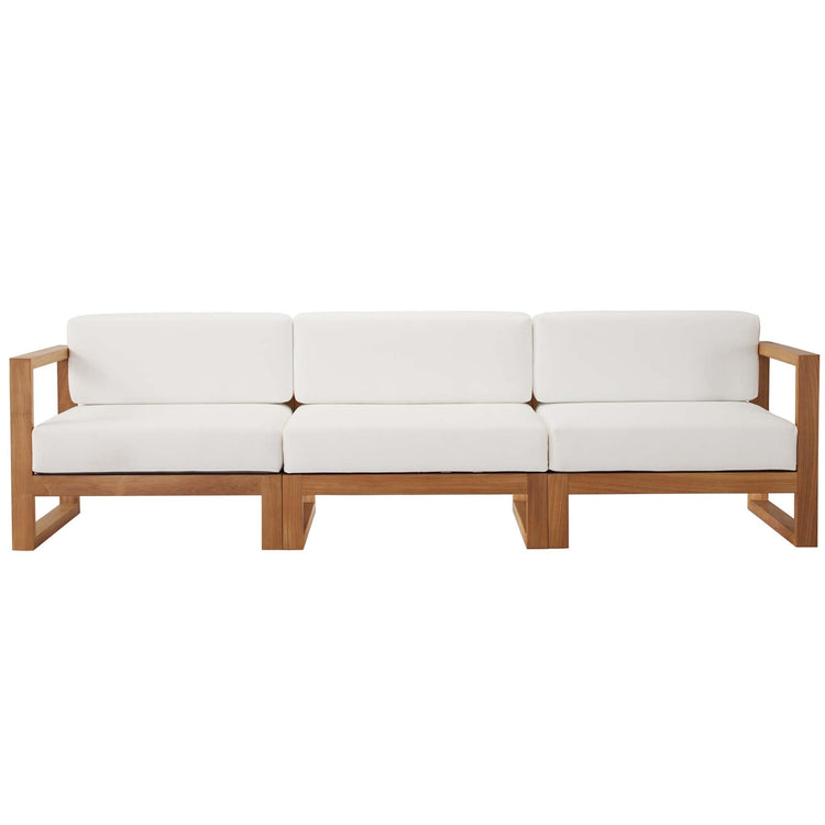 Upland 3-Piece Outdoor Patio Teak Wood Sectional Sofa Set - Natural White