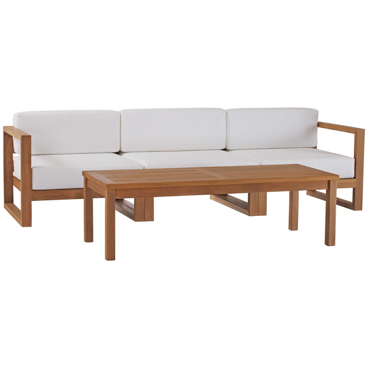 Upland 4-Piece Outdoor Patio Teak Wood Furniture Set - Natural White