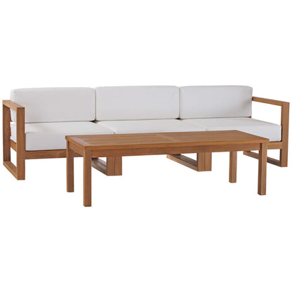 Upland 4-Piece Outdoor Patio Teak Wood Furniture Set - Natural White