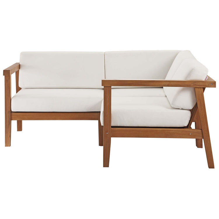 Bayport 3-Piece Outdoor Patio Teak Wood Sectional Sofa Set - Default Title