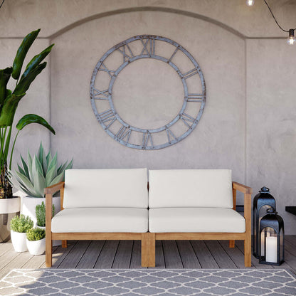 Bayport Outdoor Patio Teak Wood 2-Seater Loveseat - Natural White