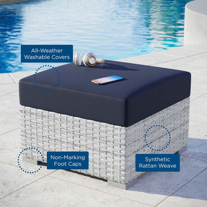 Convene Outdoor Ottoman - Light Gray Navy