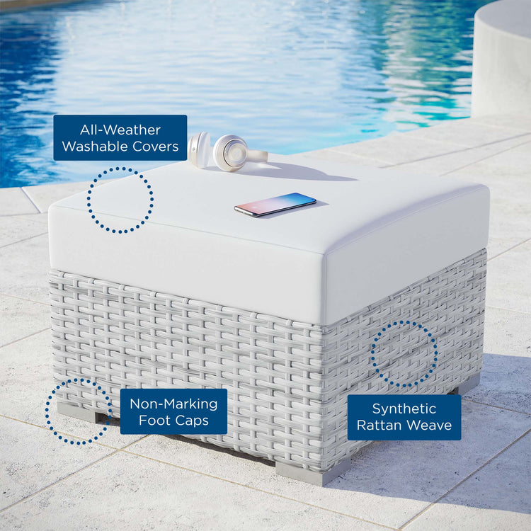 Convene Outdoor Ottoman - Light Gray White