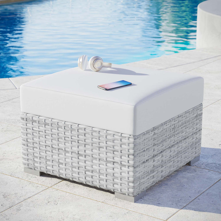 Convene Outdoor Ottoman - Light Gray White