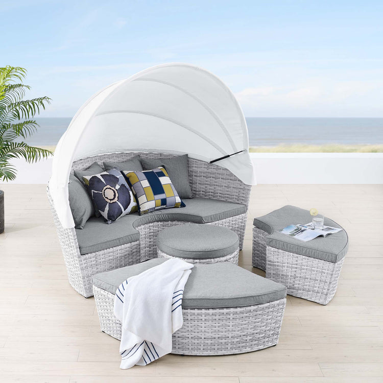 Scottsdale Canopy Outdoor Patio Daybed - Light Gray Gray