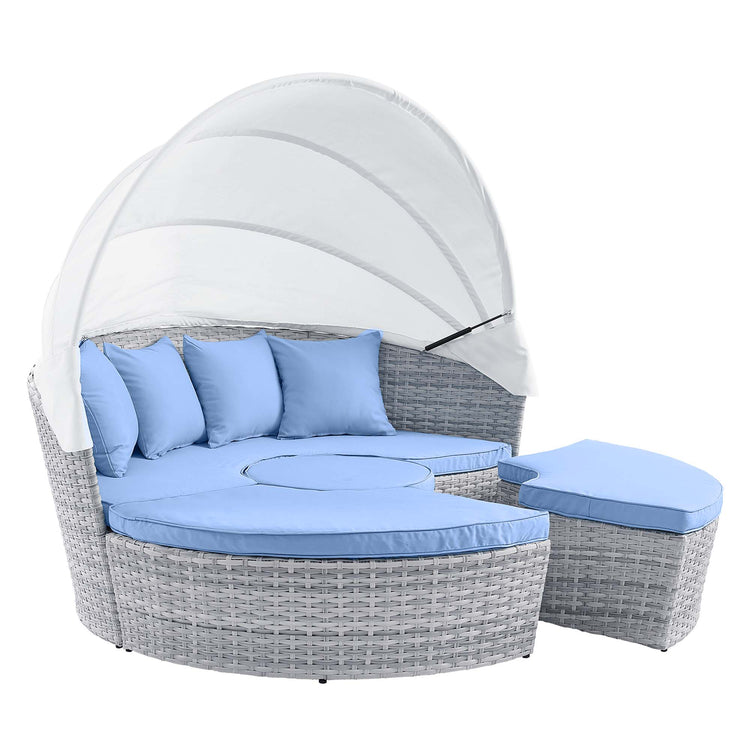 Scottsdale Canopy Outdoor Patio Daybed - Light Gray Light Blue