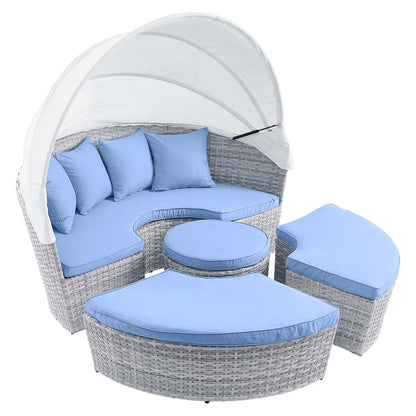 Scottsdale Canopy Outdoor Patio Daybed - Light Gray Light Blue