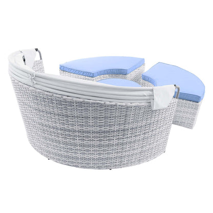 Scottsdale Canopy Outdoor Patio Daybed - Light Gray Light Blue