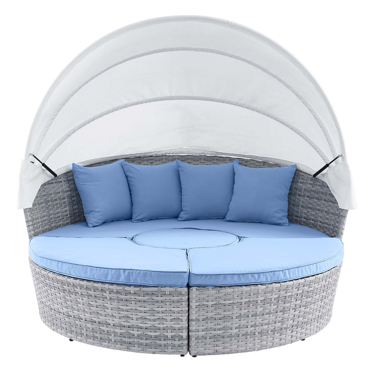 Scottsdale Canopy Outdoor Patio Daybed - Light Gray Light Blue