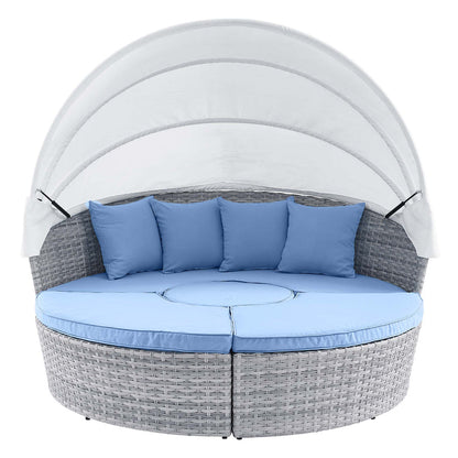 Scottsdale Canopy Outdoor Patio Daybed - Light Gray Light Blue