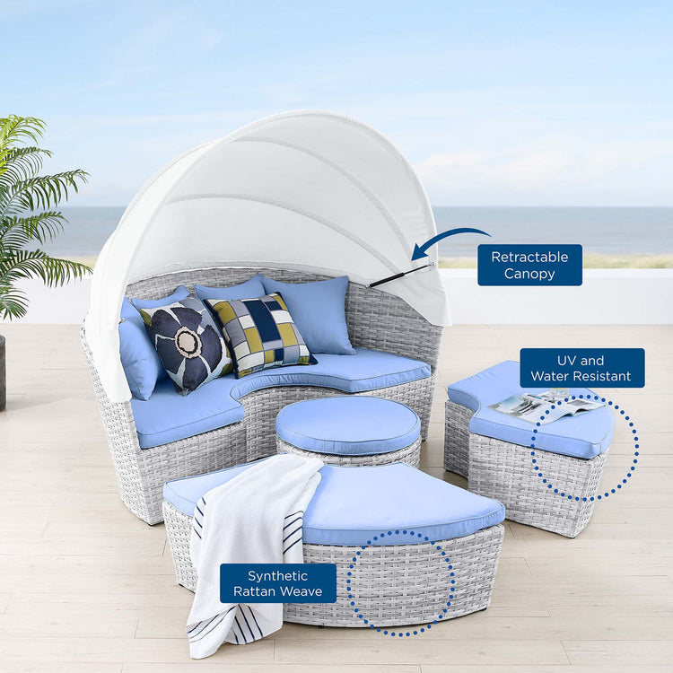 Scottsdale Canopy Outdoor Patio Daybed - Light Gray Light Blue