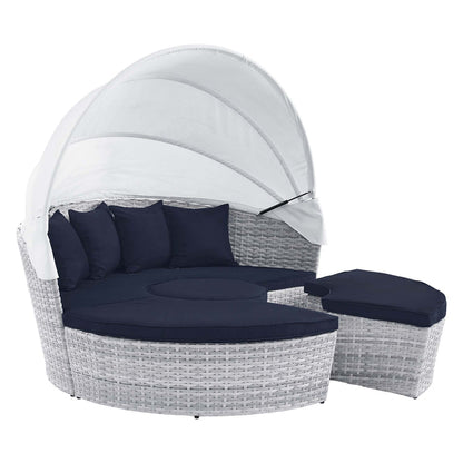 Scottsdale Canopy Outdoor Patio Daybed - Light Gray Navy