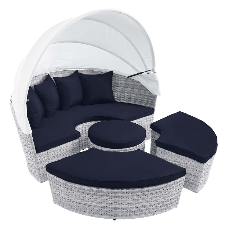 Scottsdale Canopy Outdoor Patio Daybed - Light Gray Navy