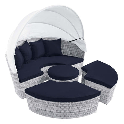 Scottsdale Canopy Outdoor Patio Daybed - Light Gray Navy