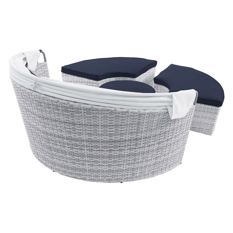 Scottsdale Canopy Outdoor Patio Daybed - Light Gray Navy