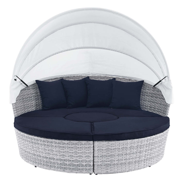 Scottsdale Canopy Outdoor Patio Daybed - Light Gray Navy