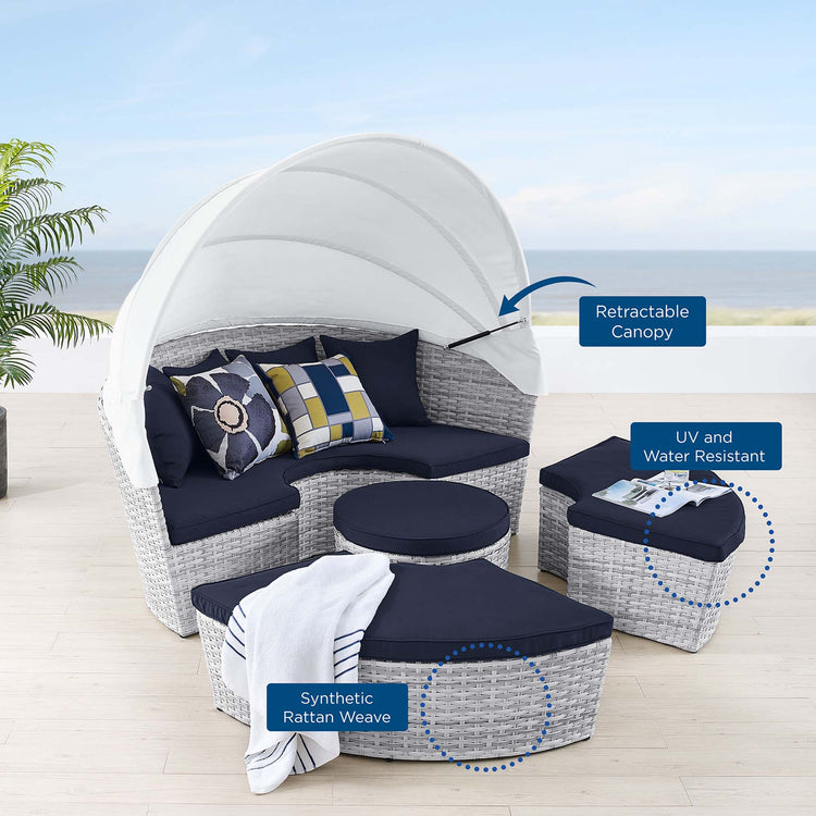 Scottsdale Canopy Outdoor Patio Daybed - Light Gray Navy