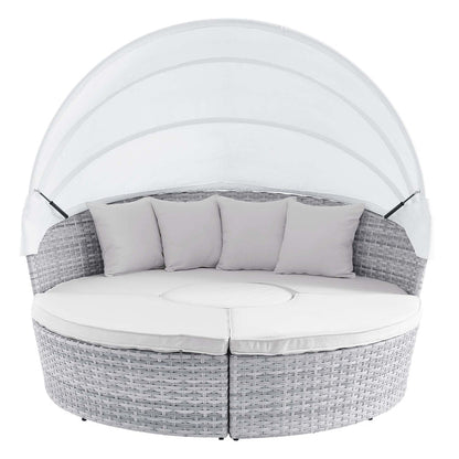Scottsdale Canopy Outdoor Patio Daybed - Light Gray White